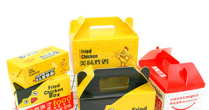 Caja de embalaje de hamburguesa de calidad alimentaria personalizada para llevar patatas fritas hamburguesa caja de papel de comida rápida para llevar caja de pollo frito con asas - Product Image 3