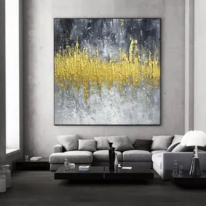 Wohnkultur Neuankömmling Handmade Abstract Gold Grau Weiß Abstrakte Wandmalereien Leinwand Kunst Ölgemälde Dekor