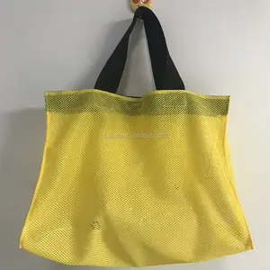 Personalizado nuevo diseño de cinta tejida amarillo mango de malla bolsa