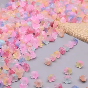 12x8mm manik-manik lampu kerja bunga terompet warna-warni bel anggrek bunga manik-manik kaca kristal untuk membuat perhiasan DIY kerajinan