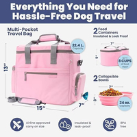 Sac de voyage carré pour chien en Oxford grande capacité avec deux bols pliables, adapté aux chats et aux chiens, pour les voyages, le camping, la plage