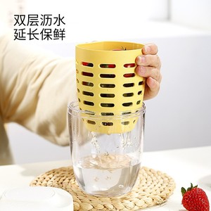 Tasse à salade à double paroi avec drain, portable, avec fourchette, pour le petit-déjeuner au bureau, compatible lave-vaisselle, couleur unie, lot individuel - Product Image 4