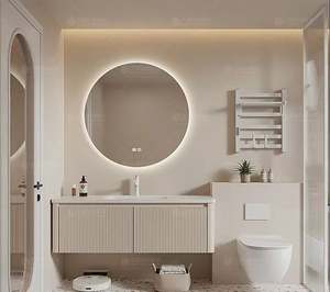 Muebles de Baño Modernos de Diseño Mate en Blanco, Muebles de Baño de Madera de Alta Gama Montados en la Pared con Lavabo - Product Image 6