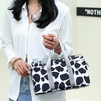 Ensemble maman cinq pièces sac de rangement en nylon de grande capacité sac à main imprimé fonction USB pour bébé couche poussette motif de Logo personnalisé
