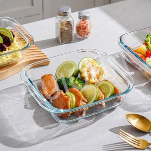 Borosilicate lò vi sóng an toàn 3 cái Glass bakeware Bộ Kính nướng món ăn đặt khay nướng đặt - Product Image 4