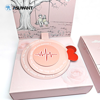 Caja de Regalo Rígida Rosa con Tapa Abatible, Impresión CMYK Personalizada, Patrón de Corazón ECG, Caja de Papel para Recuerdos de Boda, Venta al Por Mayor