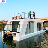 Bateau-maison personnalisé en aluminium, hôtel flottant de luxe en fibre de verre avec climatisation, cuisine et mini-bar pour fêtes