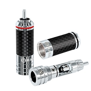Connecteur <span class=keywords><strong>RCA</strong></span> en laiton haut de gamme RASANTEK, en fibre de carbone, chromé électrolytique, pour câble de haut-parleur audio Hi-Fi, <span class=keywords><strong>prise</strong></span> mâle pour haut-parleur - Product Image 1