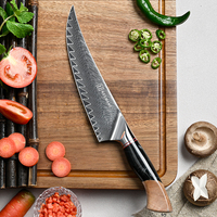 Couteau à découper en acier Damas de 8 pouces, couteau à viande ultra-affûté, couteau de cuisine japonais avec manche en résine et bois stabilisé