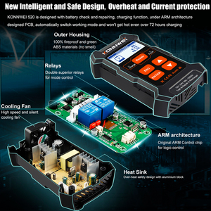 Outil de <span class=keywords><strong>diagnostic</strong></span> de batterie automobile multifonctionnel KONNWEI KW520, chargeur intelligent 10A 5A avec plusieurs langues - Product Image 4