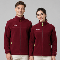Jaket Polar Fleece 360g Full Zip Kerah Tegak Couple Matching Logo Custom Tahan Angin Musim Dingin Outdoor Kasual 8 Warna
