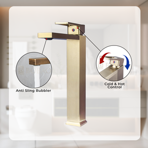 Robinets de salle de bain rétro élégants montés sur le pont en laiton, robinets de lavabo de salle de bain en or brossé - Product Image 3