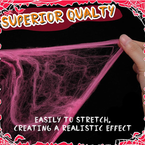 Telaraña de Algodón Rosa de Halloween, Telaraña Artificial, Decoración para Exteriores, Accesorios para Crear Ambiente en el Patio - Product Image 6