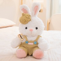 Peluche Princesse Lapin en Robe et Salopette Ours avec Rembourrage en Coton PP, Adorable Ensemble de Poupées en Peluche pour Cadeaux d'Anniversaire et de Fêtes