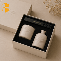 Ensemble de bougies parfumées en céramique et diffuseur à bâtonnets FUBEI LIVING, motif vague crème mat, pour la décoration de la maison, coffret cadeau de luxe en céramique