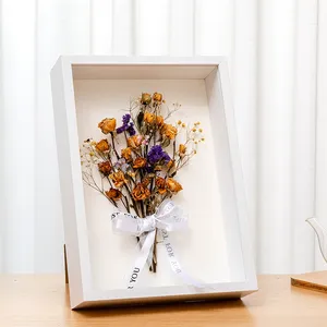 White Deep Wood Eco-friendly Classic <strong>Shadowbox</strong> Tabletop Picture <strong>Frame</strong> for Display Dried Flowers Plant Specimen Memory Photos - Product Image 3
