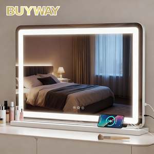 80x60cm Gương trang điểm với ánh sáng máy tính để bàn vẻ đẹp gương với USB sạc Dimmable cảm biến thông minh cảm ứng cá nhân tùy chỉnh gương - Product Image 1
