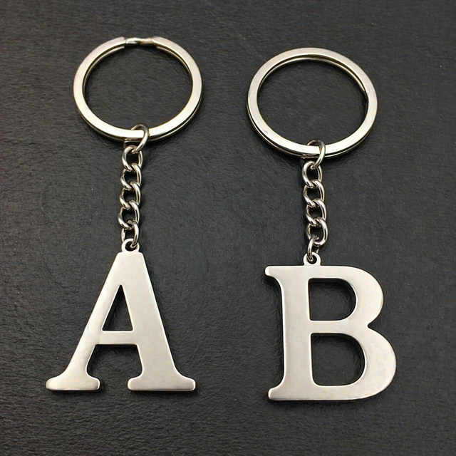Factory Wholesale Custom Stainless Steel Metal Letter Keychain Personalized Initial Charm Keychain
