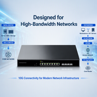 Commutateur réseau géré L3 haute vitesse 10G, 8 ports 10GbE RJ45 + 4 ports 10G SFP+ pour réseau d'entreprise