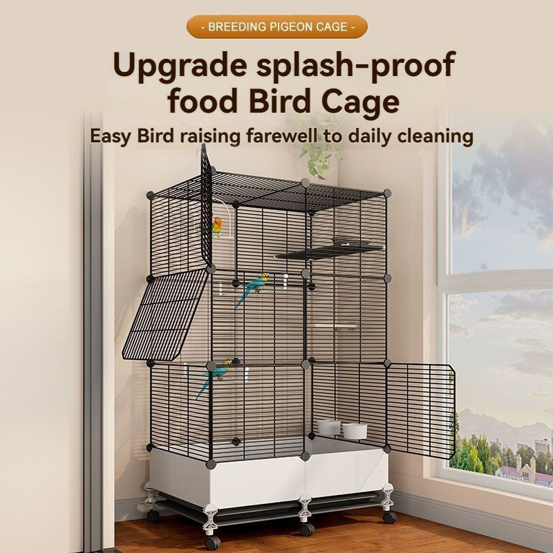 Extra Large 3-Tier Parrot Bird Cage – Luxury Iron Myna Cage with Plastic Tray, Wheels, Splash-Proof & Anti-Escape Design - View 2