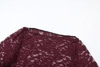 Robes longues sexy pour femmes, style club, été, dentelle ajourée, bordeaux, manches longues