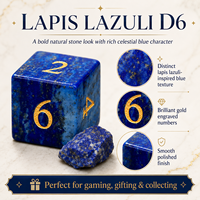 1 pièce de dés de jeu de rôle DND en lapis-lazuli bleu naturel, faits à la main, polyédriques, en cristal, écologiques, taille standard, pour jeux de société Dungeons & Dragons
