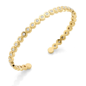 LUCKYJIU Custom gioiellieri impermeabili appannamento senza anallergici 18k placcato in oro inox ottave CZ bracciale bracciale bracciale - Product Image 2