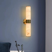 Lampe murale LED moderne en laiton avec abat-jour incurvé, style rétro, en albâtre naturel, télécommandée, pour hôtel de luxe, couloir et décoration intérieure