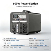 Station d'alimentation portable 600W 220V, grande capacité, stockage d'énergie mobile, alimentation extérieure pour le camping et les voyages en voiture