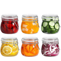 Petits pots en verre ronds de 17 oz avec couvercles hermétiques pour épices, noix, collations, confitures, gelées, cornichons, bocaux de conserve, rangement pour armoire de cuisine
