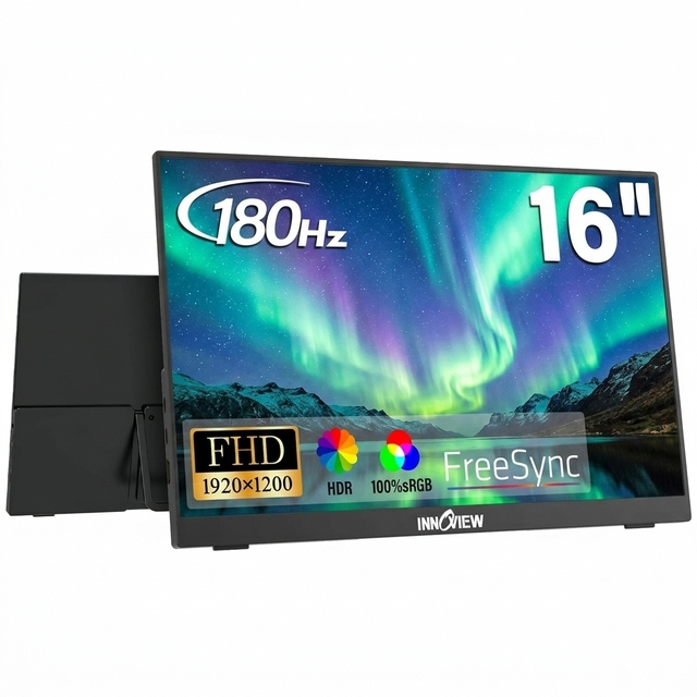16 Inch Portable Monitor With Blue Light Filter 1920X1200P FHD 180Hz Refresh Rate Built in Speakers for Business Gaming