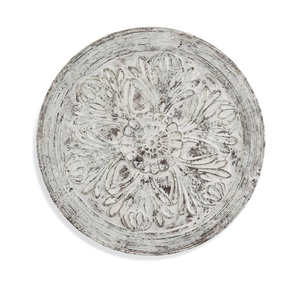 Médaillon mural en bois massif sculpté à la main, motif floral, style Art déco, blanc délavé, décoration murale moderne pour salon et chambre à coucher - Product Image 5