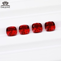 EMEJEWE Pierre précieuse facettée en rubis de laboratoire de qualité supérieure, taille coussin, rouge sang de pigeon vif, certifiée par un tiers, pour sertissage de bijoux