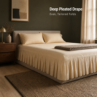 Jupe de lit plissée en tissu brossé, cache-sommier à volants pour la décoration de chambre à coucher et de chambre d'hôtel