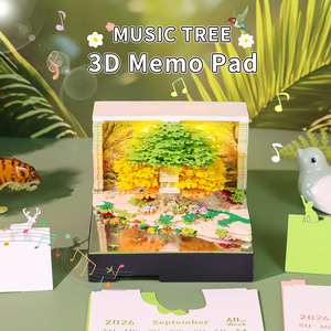 Bloc-notes 3D portable créatif ornement de bureau <span class=keywords><strong>calendrier</strong></span> papier Art Collection Notes <span class=keywords><strong>calendrier</strong></span> Cube avec haut-parleur de musique en bas - Product Image 2