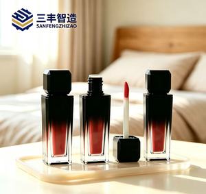 Square Acrylic Nail Polish Oil <b>Bottle</b> <b>With</b> Gradient Black Design Screw Cap Empty Cosmetic Packaging Tube - Product Image 5