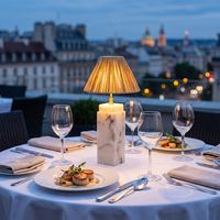 Lampe de table colonne en marbre espagnol personnalisée en usine, ampoule LED rechargeable, batterie 5000 mAh, lampe de bureau LED pour événements, mariages et banquets