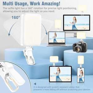 Lumière de selfie rechargeable pour téléphone portable Lumière de remplissage Portable Streaming en direct Maquillage <span class=keywords><strong>Webcam</strong></span> Éclairage Zoom Clip d'appel Fête - Product Image 2