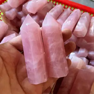 Verkoop Door Bulk Natuurlijke Rozenkwarts Punten Toverstokken Kleine En Grote Rose Quartz Toren