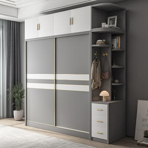 ตู้เสื้อผ้าแบบมัลติฟังก์ชั่น ประตูบาน<span class=keywords><strong>เลื่อน</strong></span>กระจกสีเทา คุณภาพสูง สไตล์โมเดิร์น สำหรับห้องนอนแบบสั่งทำพิเศษ - Product Image 3