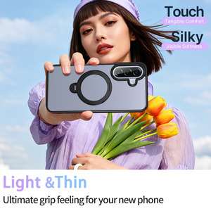 Funda Magnética Delgada con Sensación de Piel para Teléfono, 360 °   Soporte de Anillo Giratorio, Marco Metálico para Cámara, Funda Antigolpes para Samsung <span class=keywords><strong>Galaxy</strong></span> A27 A57 A37 - Product Image 3