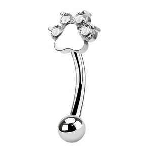 ASTM F136 titanio 16G barra curva ceja barra plátano <span class=keywords><strong>Piercing</strong></span> pendientes <span class=keywords><strong>labio</strong></span> anillo pata forma CZ pavimentado ceja Stud <span class=keywords><strong>Piercing</strong></span> - Product Image 1