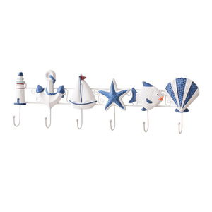 Mediterranean Style <b>Wall</b> <b>Hooks</b> 33x15x85cm Ocean Theme Decorative Coat Rack For Home Entryway Use - Product Image 4