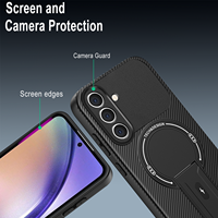 Étui de protection d'objectif pour Samsung Galaxy A57 A17 A07 A56 A36 A06 A55 A35 A54, étui de téléphone magnétique en TPU texturé en fibre de carbone
