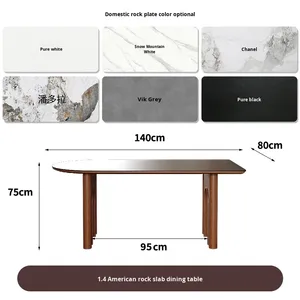 <span class=keywords><strong>Table</strong></span> à manger moderne française en bois massif avec plateau en ardoise noire pour petit appartement, design en noyer, ronde, <span class=keywords><strong>murale</strong></span>, pliable, 4 places - Product Image 6