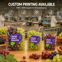 Bolsa Plana con Fuelle Inferior de OPP Transparente de Grado Alimenticio, con Orificios de Ventilación, Antivaho, para Empaque de Uvas Frescas, Antirrotura, para Productos