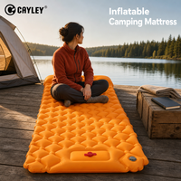 Matelas de camping gonflable avec pompe à pied intégrée, oreiller intégré, matelas pneumatique ultraléger pour la randonnée, le camping en tente et les voyages