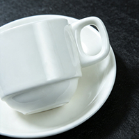 Tasses et soucoupes à cappuccino en céramique empilables, service à thé en porcelaine, tasses à café, tasses à expresso blanches pour latte/thé/lait