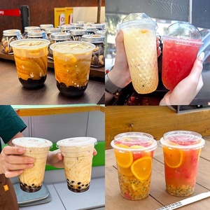 Vasos y Tapas Desechables de Plástico PET, Impresión Personalizada Disponible para Bebidas Frías, Té Boba, Comida para Llevar - Product Image 4