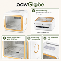 Séchoir pliable pour animaux de compagnie 1200W avec désodorisation à l'ozone et fenêtre de toilettage supérieure pour chats